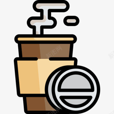 咖啡咖啡店29线性颜色图标图标