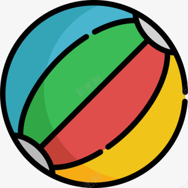 沙滩球玩具17线性颜色图标图标