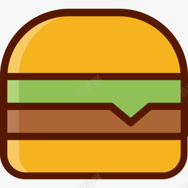 汉堡食品57原色图标图标