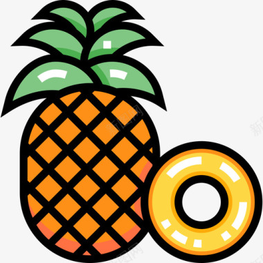菠萝泰国12线形颜色图标图标