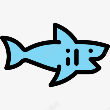 鲨鱼海洋生物22线形颜色图标图标