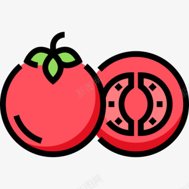 番茄夏季食品饮料4线颜色图标图标