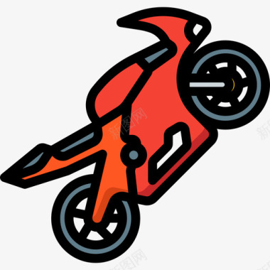 摩托车极限运动线性颜色图标图标