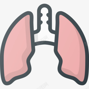 肺医疗保健4线性颜色图标图标