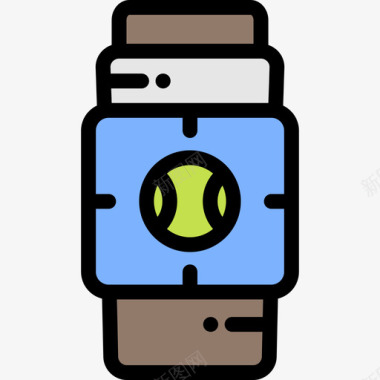 智能手表网球线性颜色图标图标