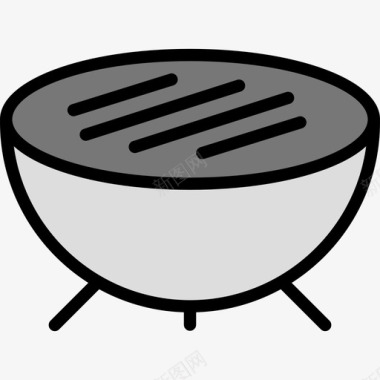 烤架食物87线性颜色图标图标