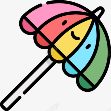 阳伞暑假23线形颜色图标图标