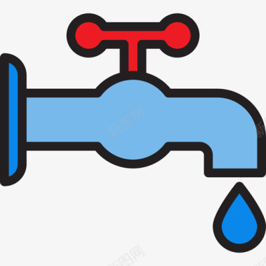 水龙头水管工工具3线颜色图标图标