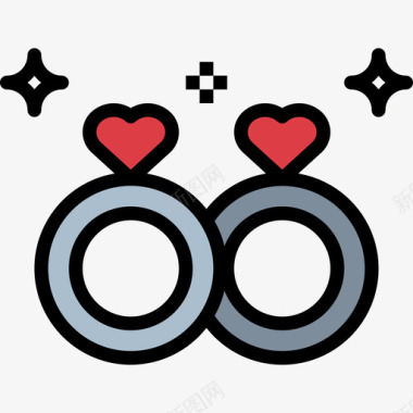 结婚戒指爱情47线性颜色图标图标