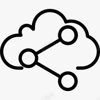 云计算机网络和数据库线性图标图标