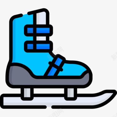 溜冰鞋曲棍球3直线颜色图标图标