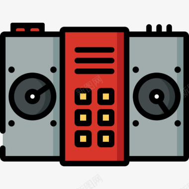 DJ摇滚音乐会线性颜色图标图标