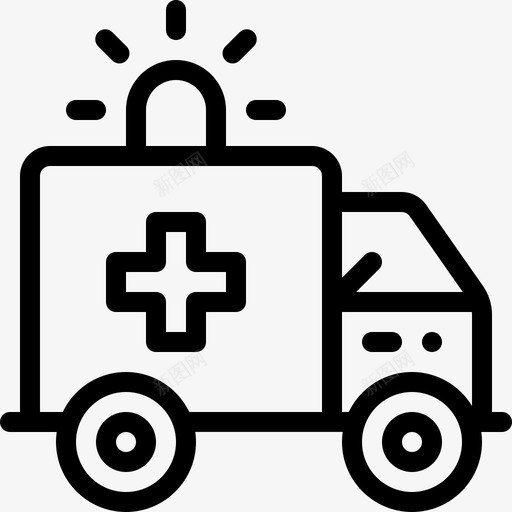救护车医疗保健9直线型图标svg_新图网 https://ixintu.com 医疗保健9 救护车 直线型