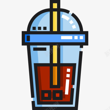冰咖啡咖啡店56线性颜色图标图标