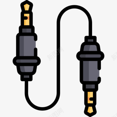 音频电缆录音室线性颜色图标图标