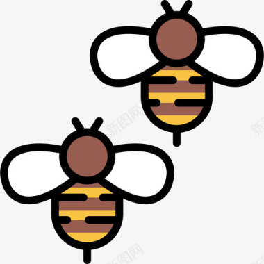 蜜蜂农场8线性颜色图标图标