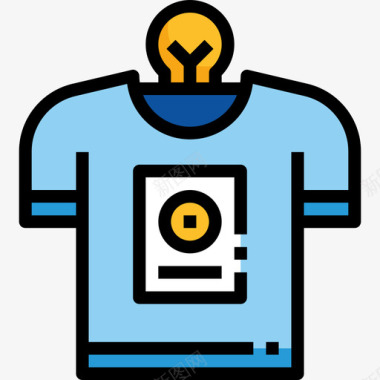 T恤平面服务线性颜色图标图标