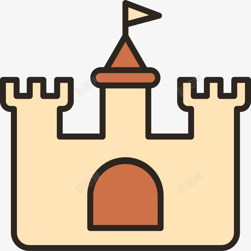 城堡中世纪11线性颜色图标svg_新图网 https://ixintu.com 中世纪11 城堡 线性颜色