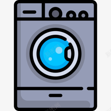 洗衣机洗衣机5线性颜色图标图标