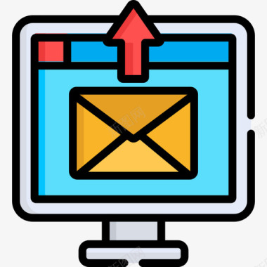 电子邮件电子邮件和消息3线颜色图标图标