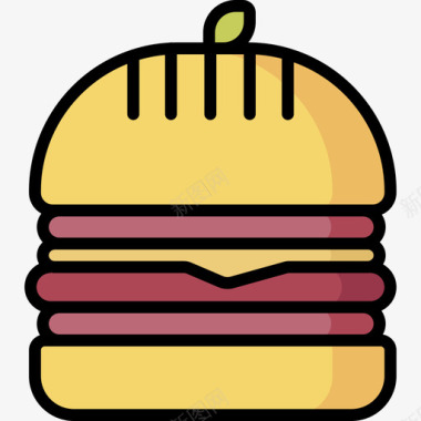 汉堡烤肉16原色图标图标