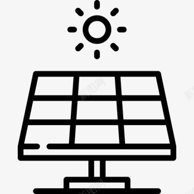 太阳能电池板生态学98线性图标图标