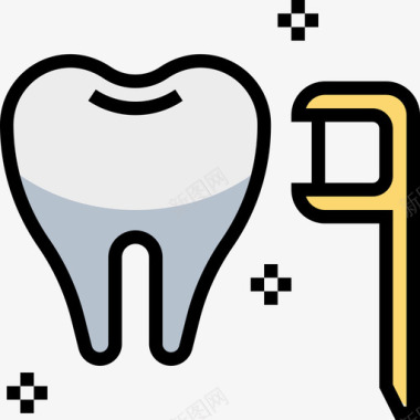 牙线牙医5线性颜色图标图标