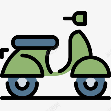 踏板车旅行112线性颜色图标图标