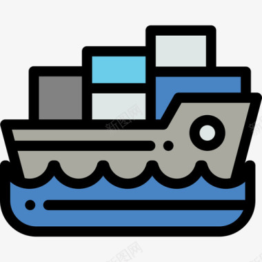 货船全球物流5线型颜色图标图标