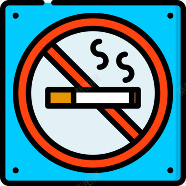 禁止吸烟31号博物馆线性颜色图标图标