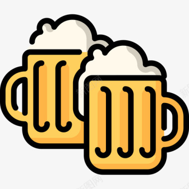 啤酒55岁生日原色图标图标
