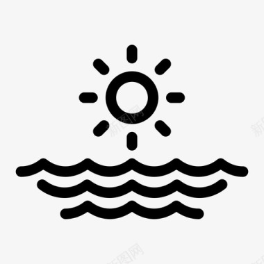 大海和太阳海洋日出图标图标