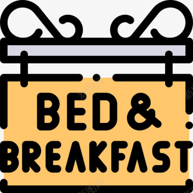 床和早餐床上早餐2线性颜色图标图标