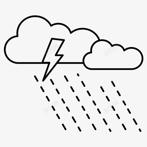 雷雨夜晚下雨图标svg_新图网 https://ixintu.com 下雨 夜晚 天气 雷雨