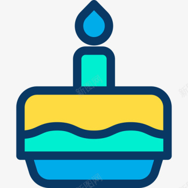 生日蛋糕庆祝6线性颜色图标图标