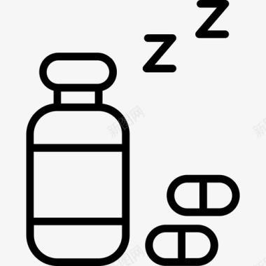 避孕药安眠药3线性图标图标