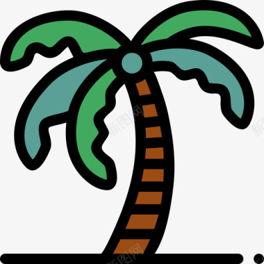 棕榈树夏18线形颜色图标图标