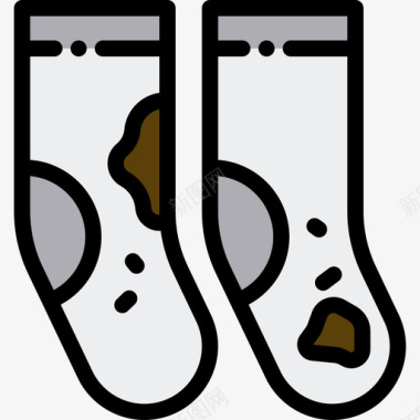 袜子洗衣房5线性颜色图标图标