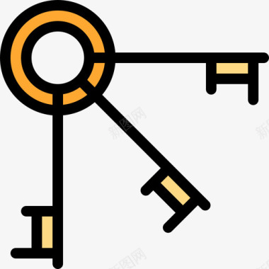 钥匙私家侦探9线性颜色图标图标