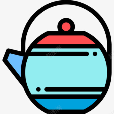 茶壶户外活动14线颜色图标图标