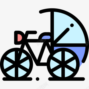 自行车泰国10线性颜色图标图标
