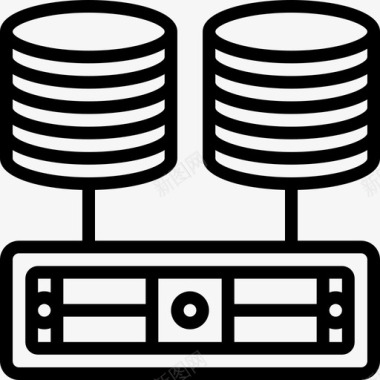 服务器网络和数据库13线性图标图标