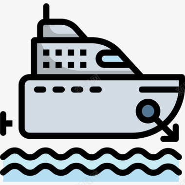 游艇旅行112线性颜色图标图标