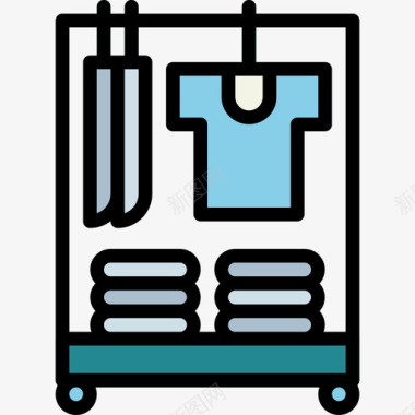 洗衣房清洁26线性颜色图标图标