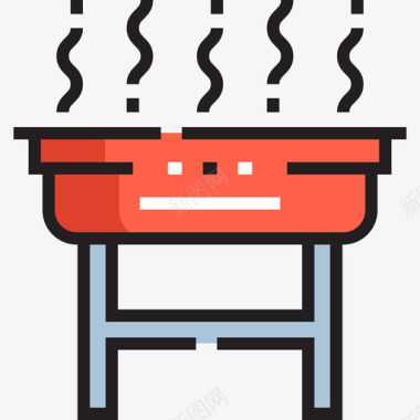 烧烤户外活动19线性颜色图标图标