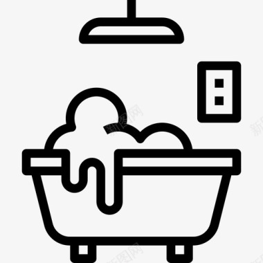 浴室酒店服务20直线图标图标