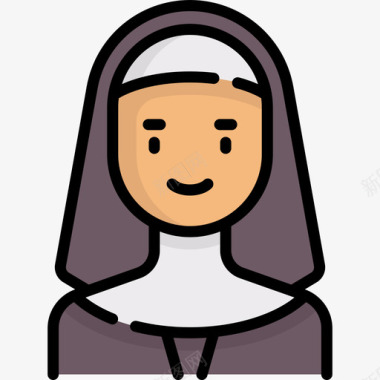 修女阿凡达16线性颜色图标图标
