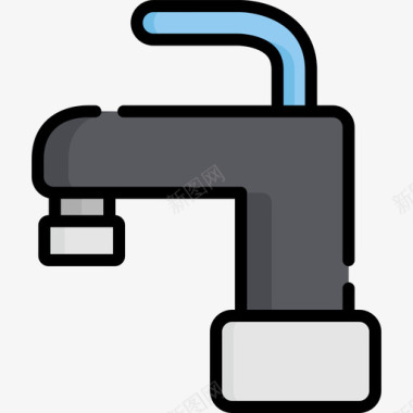 水龙头浴室线性颜色图标图标