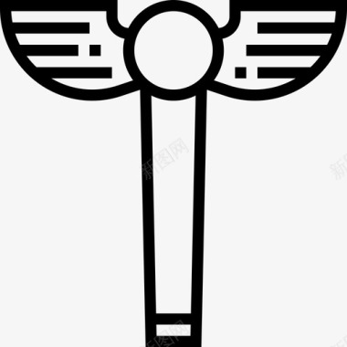 权杖埃及符号2直线图标图标