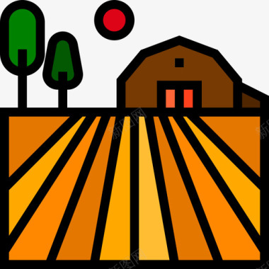 农场农业和园艺4线性颜色图标图标